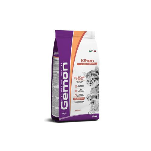 Gemon High Premium Kitten dry cat food with salmon and rice, 2kg bag