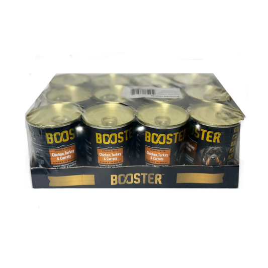Booster Chicken, Turkey & Carrots Chunks in Gravy 12 x 415g 