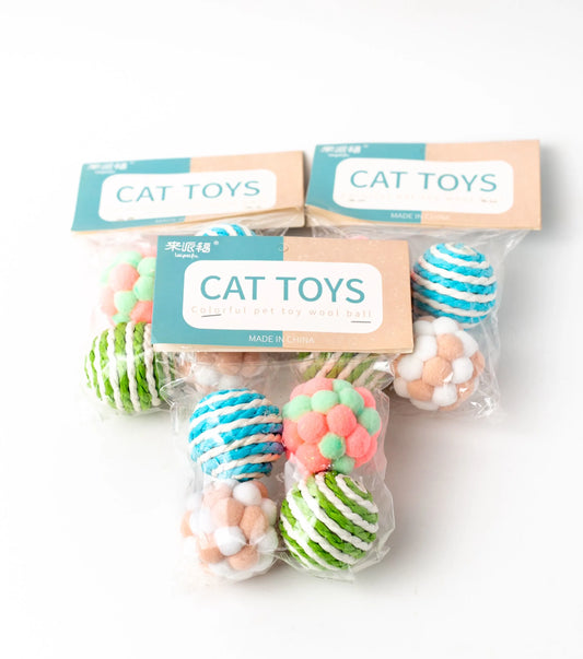 COLOURFUL BALL WOOL CAT TOY