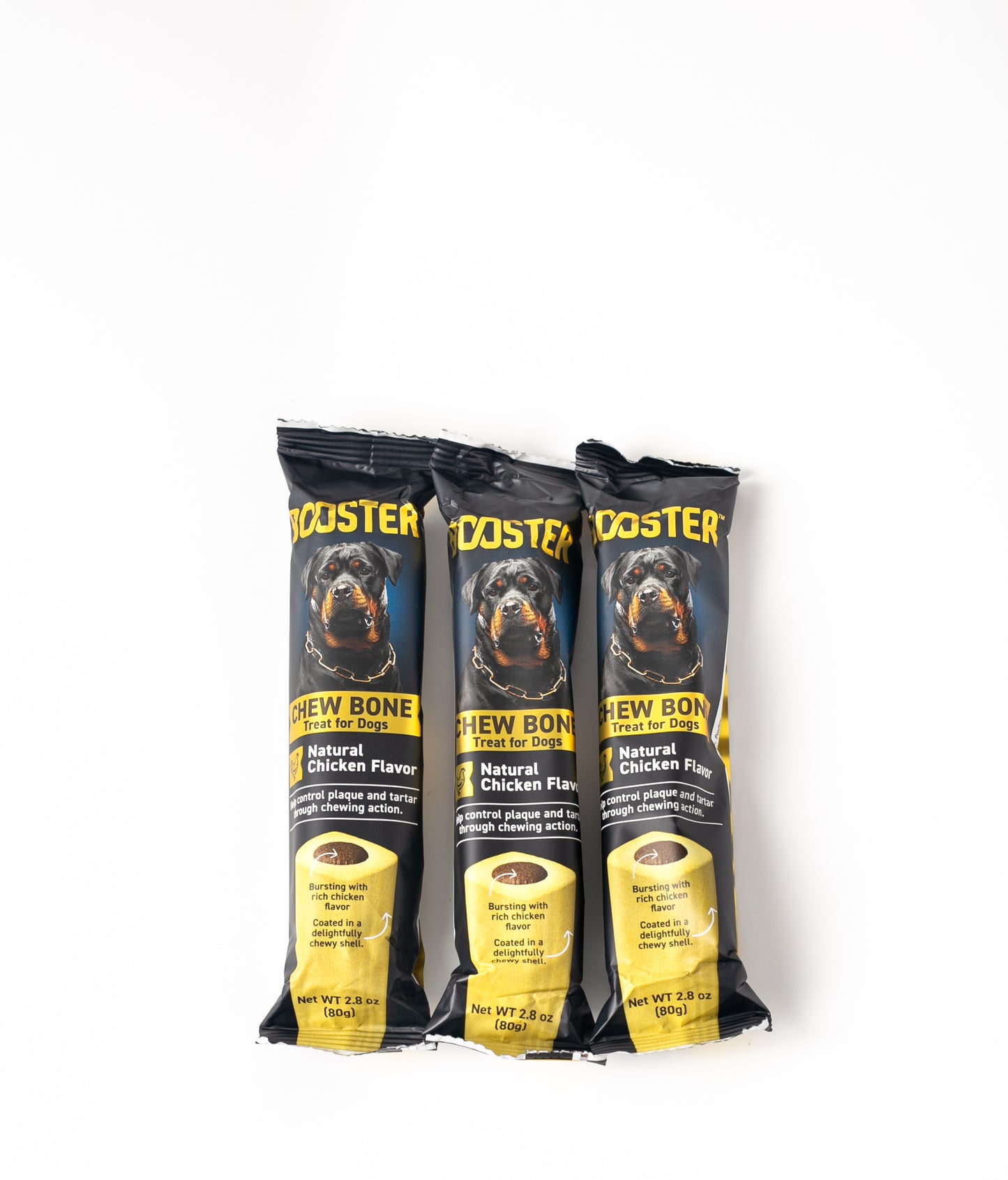 Booster Chew Bone Dog Treat Chicken Flavor Pack of 3