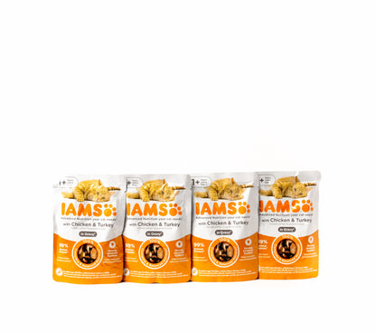 IAMS Advanced Nutrition Wet Cat Food Pouch 1+ Years – Pack of 4