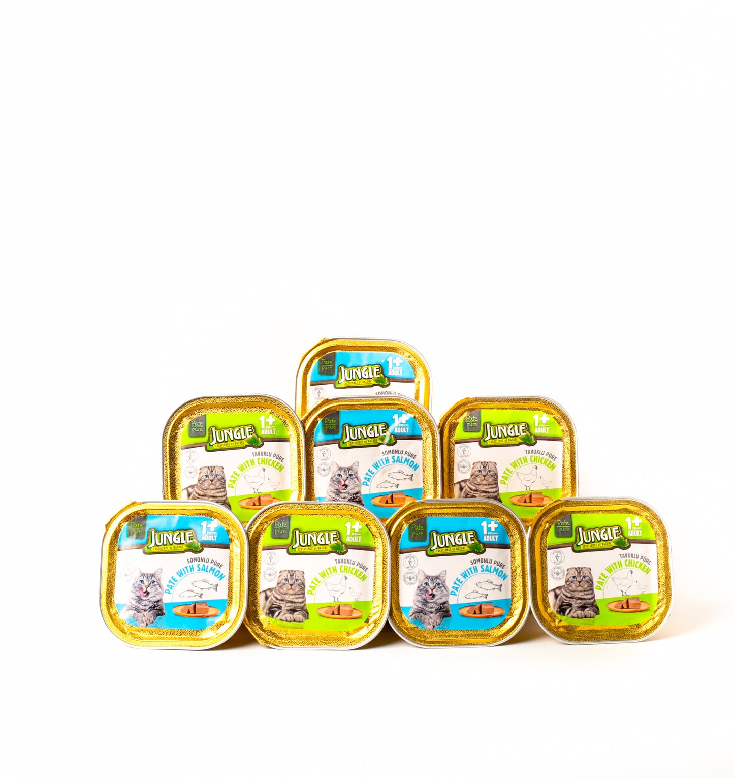 Jungle Adult Cat Wet Food Pate pack of 8 trays