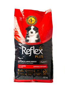 Reflex Plus Puppy Medium and Large Breed Dry Dog Food, Lamb Recipe, 12kg