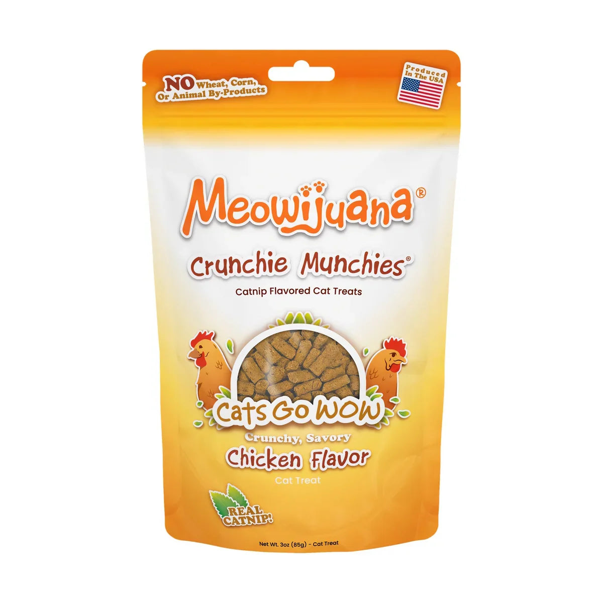 Meowijuana Crunchie Munchies Chicken 3oz - Front packaging