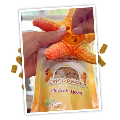 Meowijuana Crunchie Munchies Chicken 3oz - Cat enjoying a treat