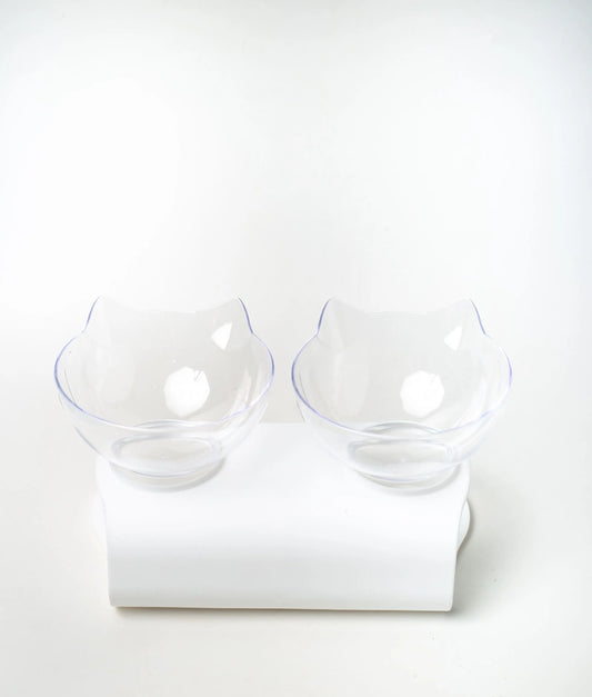 Non-Slip Oblique Double Cat Bowl with Stand