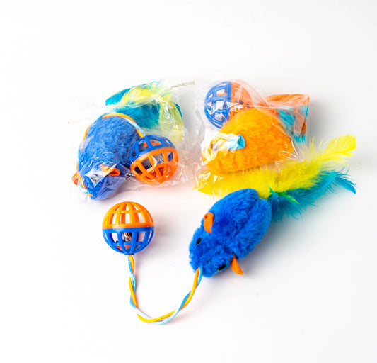 Plush Feather Mouse with Bell