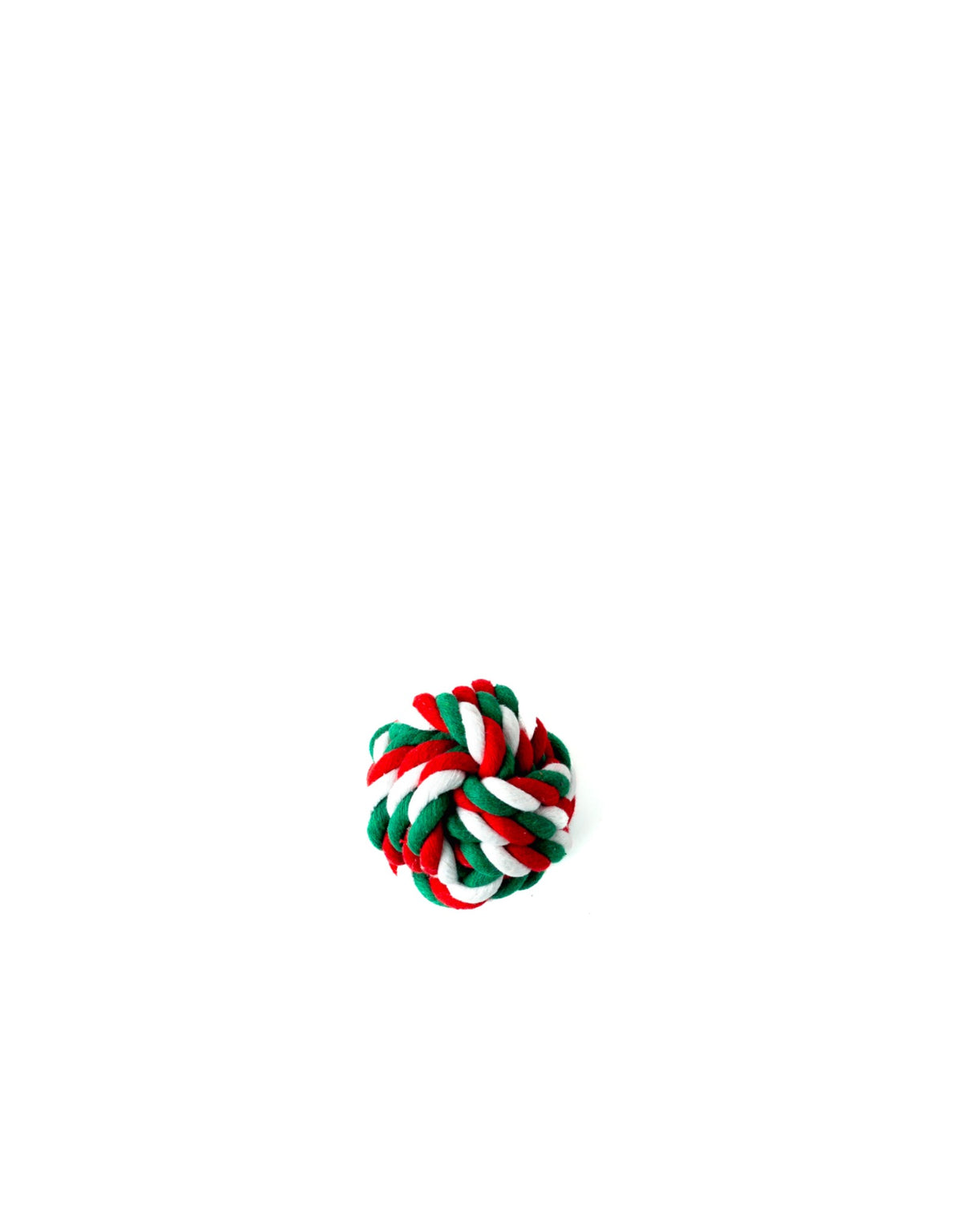 Christmas Braided Rope Ball Dog Toy in red green and white