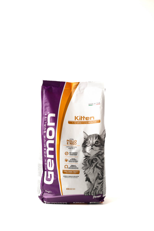 Gemon High Premium Kitten dry cat food with chicken and rice, 2kg bag