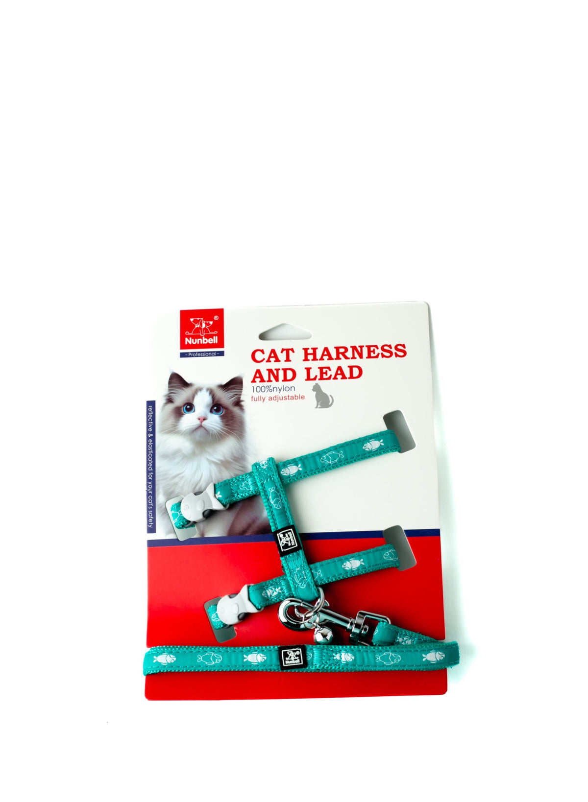 Nunbell Adjustable Cat Harness and Lead Set - Turquoise