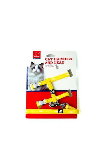 Nunbell Adjustable Cat Harness and Lead Set - Yellow