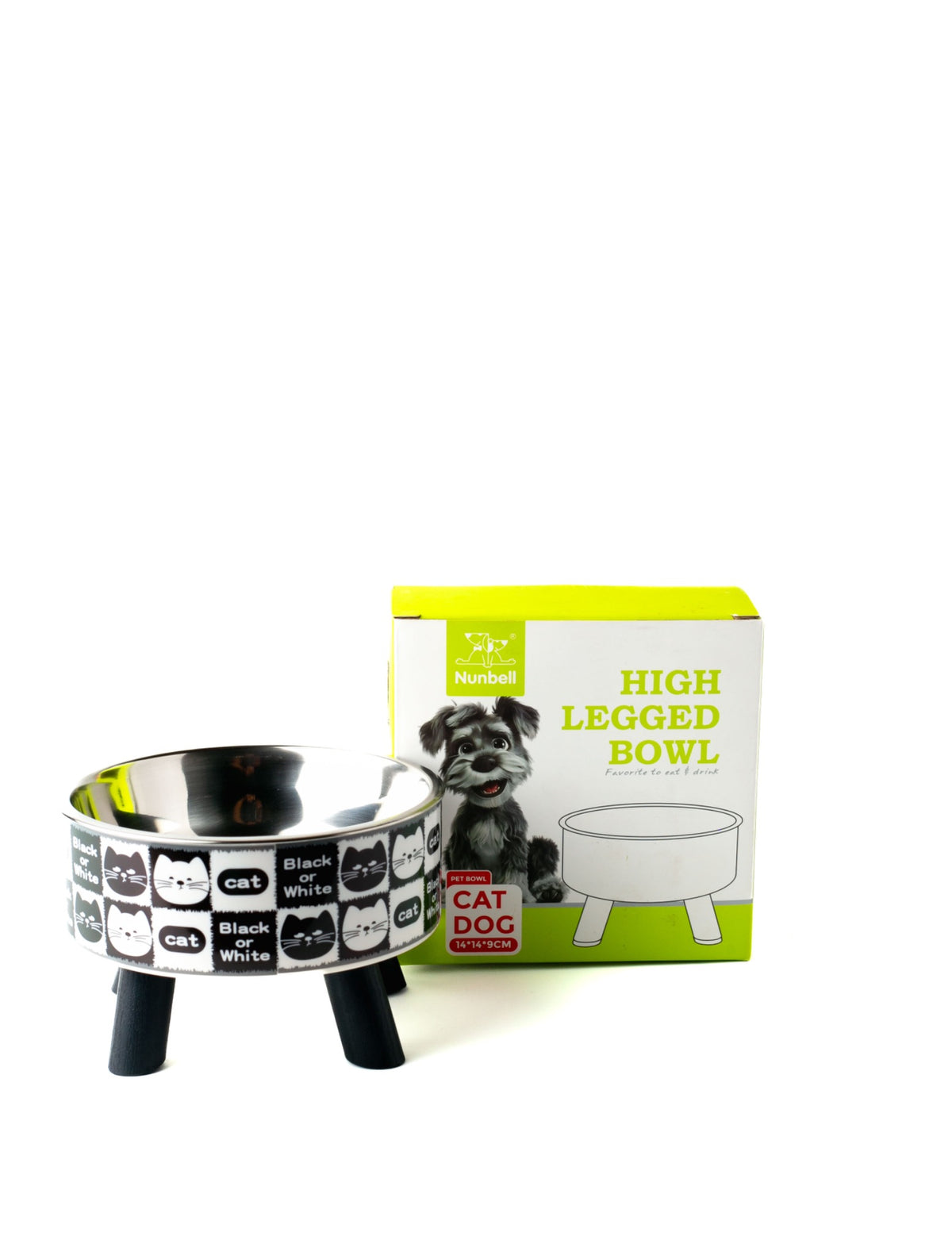 Nunbell High Legged Cat Print Pet Bowl