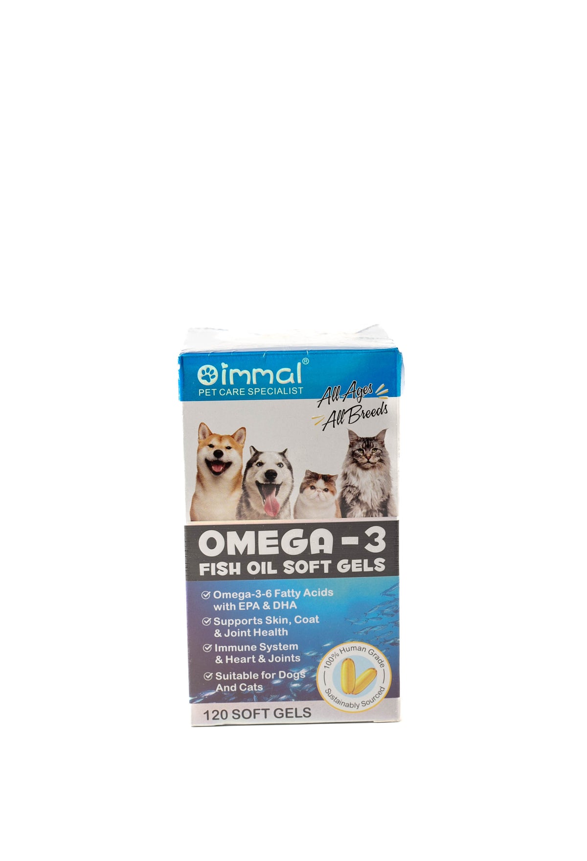 Oimmal Omega-3 Fish Oil Soft Gels for dogs and cats, 120 soft gels
