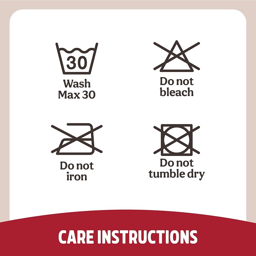 Care instructions: machine wash at 30 degrees maximum, do not bleach, do not iron, do not tumble dry