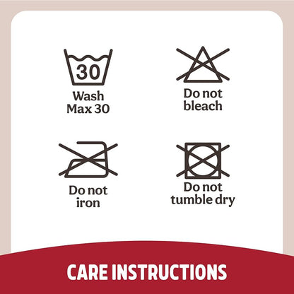 Care instructions: machine wash at 30 degrees maximum, do not bleach, do not iron, do not tumble dry