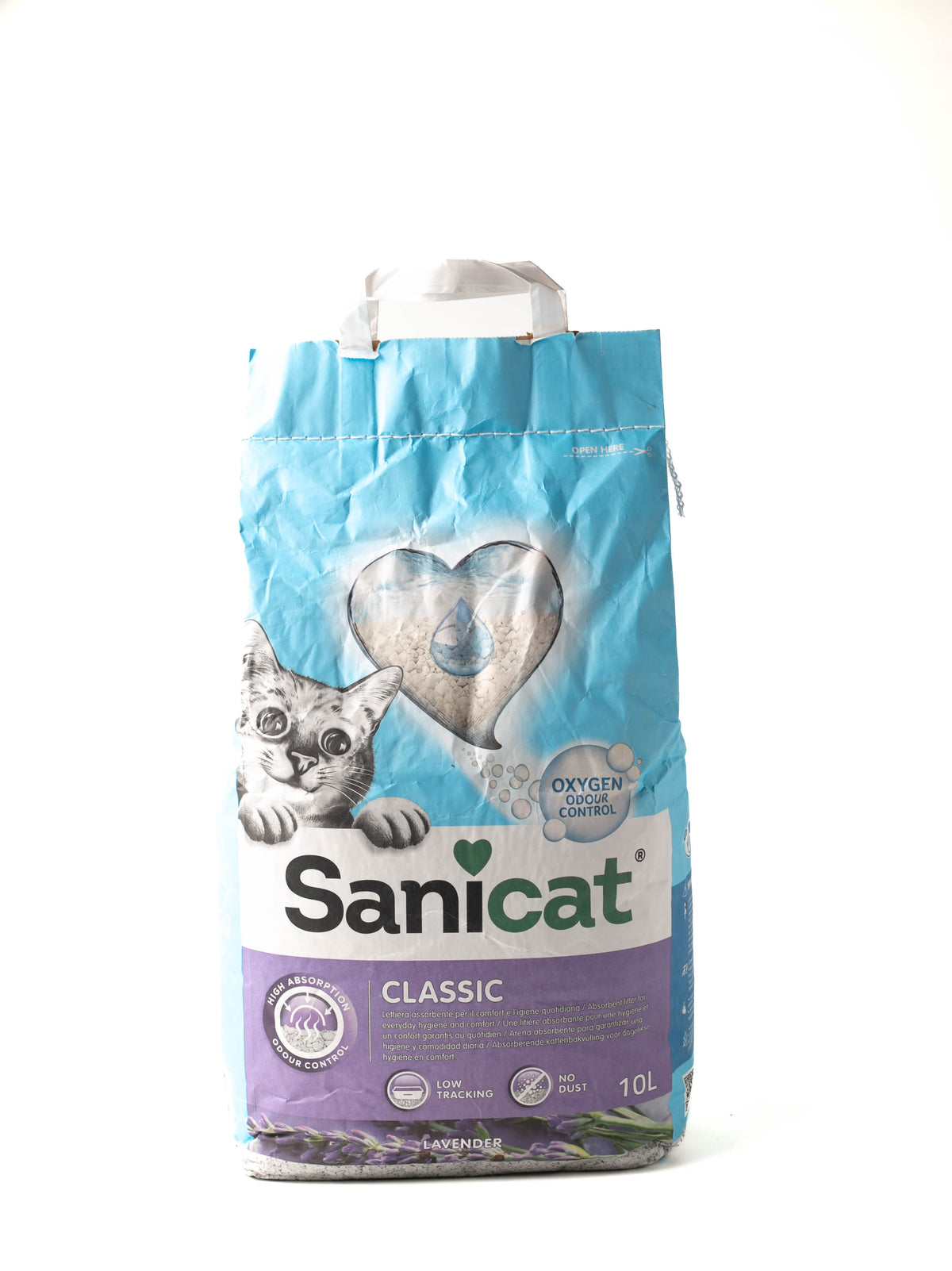Sanicat Classic Lavender scented non-clumping cat litter, 10L paper bag