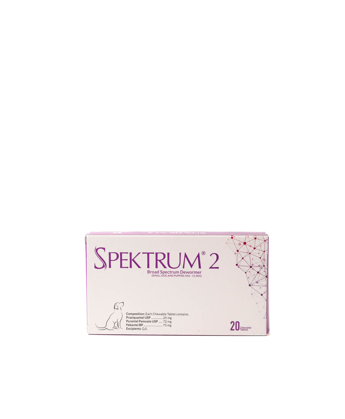 Spektrum broad spectrum chewable dewormer for small dogs and puppies 1 to 11.5kg, box of 20 tablets