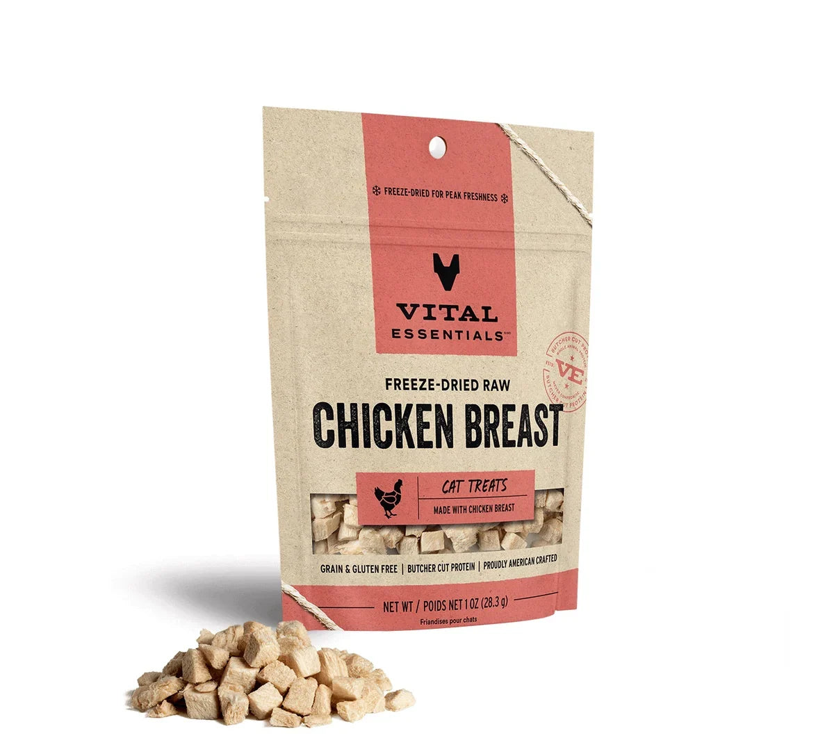 Vital Essentials Chicken Breast Cat Treats 1oz pouch and treats