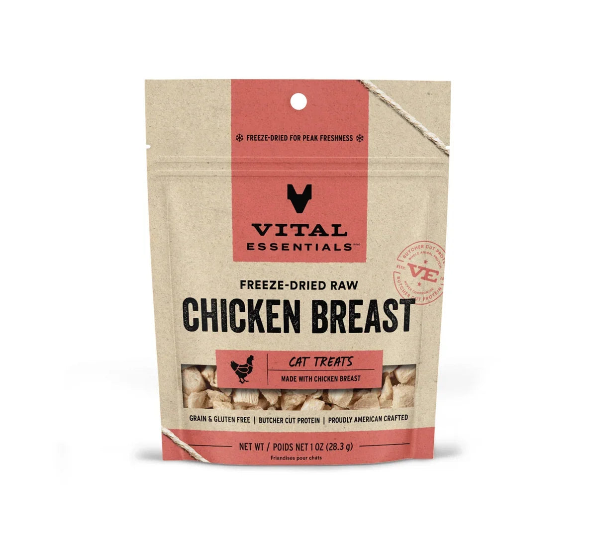 Vital Essentials Chicken Breast Cat Treats 1oz front of packaging